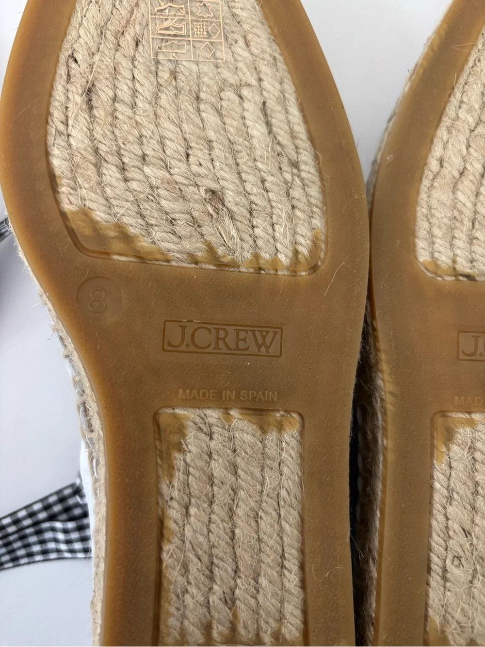 J.Crew Sophie Lace-Up Espadrilles NWT White Gingham Adjustable Ribbon Size 8